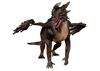 3D Rendering Fairy Tale Dragon on White