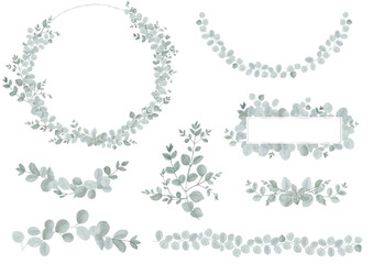 Obraz premium Eukalyptus Illustration watercolor Clipart Floral Blume Hochzeit Flower handmadecards kartengestaltung