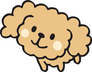 ゆるい手描きのトイプードル　見上げる見つめるポーズ