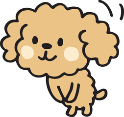 ゆるい手描きのトイプードル　お辞儀挨拶ポーズ