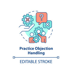 Fototapeta premium Practice objection handling multi color concept icon. Improve skill. Business coaching. Sales training. Successful deal. Round shape line illustration. Abstract idea. Graphic design. Easy to use