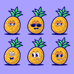 Obraz na płótnie Canvas vector cartoon emojis of pineapple