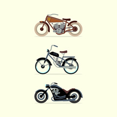 vintage motorcycles flat style
