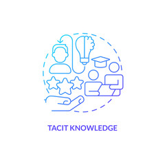 Blue gradient tacit knowledge thin line icon concept, isolated vector, illustration representing knowledge management
