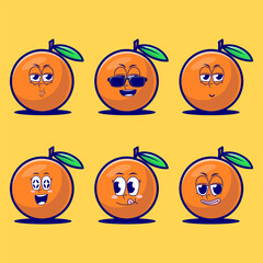 vector cartoon emojis of orange