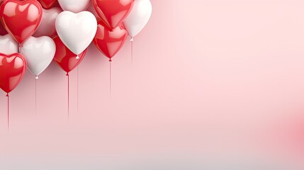 Valentines day, heart shaped red pink balloons