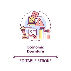 Fototapeta premium 2D editable economic downturn thin line icon concept, isolated vector, multicolor illustration representing overproduction.