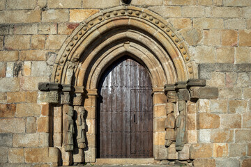 Romanesque door of the church of Santa Maria del Azogue in Puebla de Sanabria, Zamora, Spain