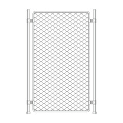 Chain link fence. Fences made of metal wire mesh on white background. Wired Fence pattern in realistic style. Mesh-netting. Vector illustration EPS 10.