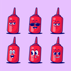vector cartoon emojis of sauce bottle