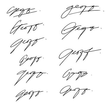 Personal Signature Ideas For Documents. Transparent Background Vector Set.