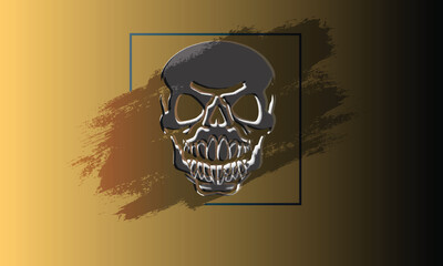 Halloween Skull Frame with brush and gradient background