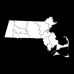 Massachusetts state map with counties. Vector illustration.