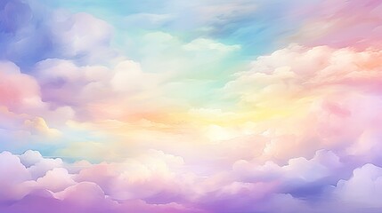pastel abstract sunset sky with puffy clouds