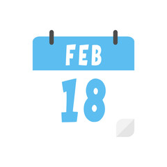 February 18th calendar icon on transparent background
