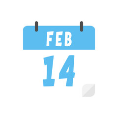 February 14th calendar icon on transparent background