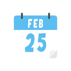 February 25th calendar icon on transparent background