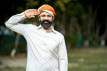 Indian man saluting and celebrate national festival