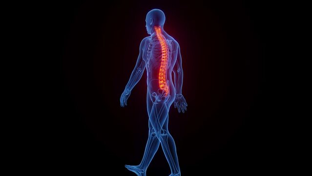 Animation of a man's spine while walking