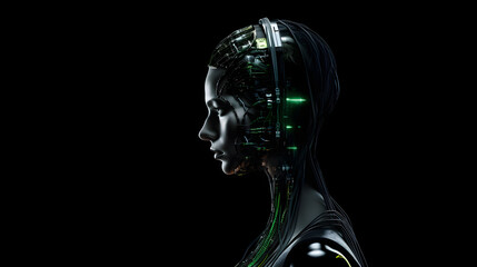 Robot AI Human Interface on black background