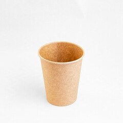 Cardboard disposable cup for coffee. Eco friendly food containers from paper. Plastic free.