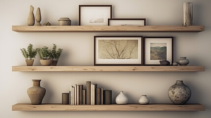 Scandinavian Interior Closeup Wooden Shelf With Books