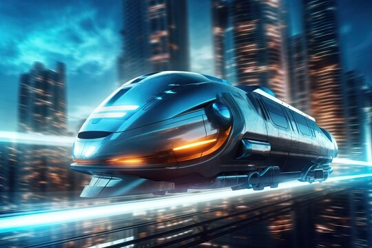 futuristic cinematic train, the future of the transportation, cinematic motion image