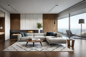 Naklejka na ściany i meble modern living room Generated AI