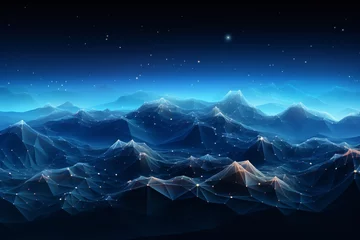 Tuinposter polygonal landscape design with colorful lights and mountains generative ai © prat
