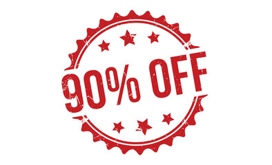 90% Off stamp red rubber stamp on white background. 90% Off stamp sign. 90% Off stamp.
