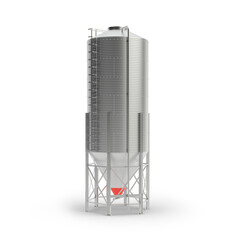 Steel grain silo isolated, 3d illustration
