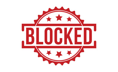 Blocked stamp red rubber stamp on white background. Blocked stamp sign. Blocked stamp.