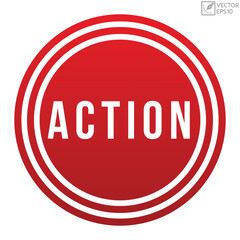 Action banner design. Action icon. Flat style vector illustration.
