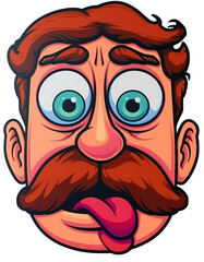 cartoon face - man sticks out the tongue
