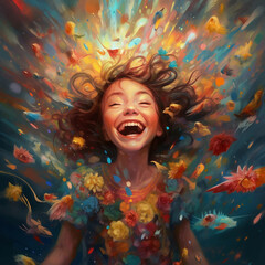 A happy joyful laughing girl 