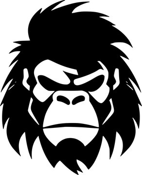 recommend clip art: Gorilla - Black and White Isolated Icon - Vector illustration