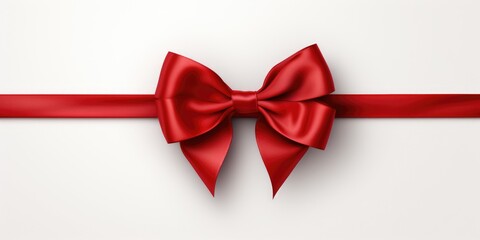 red bow on white background - obrazy, fototapety, plakaty
