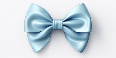 Naklejka premium light blue or azure bow on a white background, top view, men's bow tie