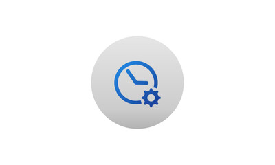 Time management icon. clock with cog wheel Concept study, process,work Business gear. Vector illustration