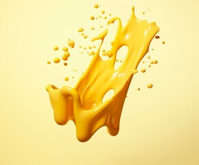 Cheese sauce splashing in the air with cheddar cheese, 3d rendering. 