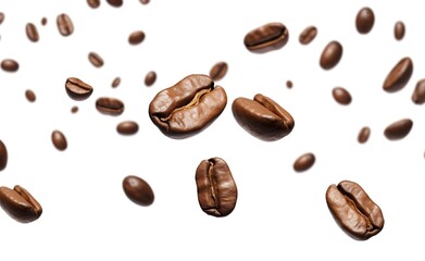 Coffee Bean flying on white background, 3d illustration. 