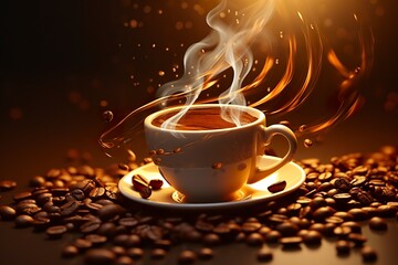 Coffee Bliss. Savoring the Aromatic Symphony of Splashing Beans. 