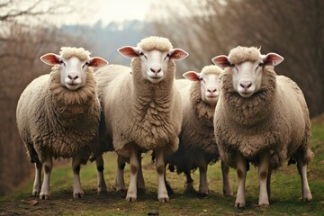 A group of sheep standing outdoors.