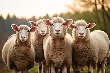 A group of sheep standing outdoors. 