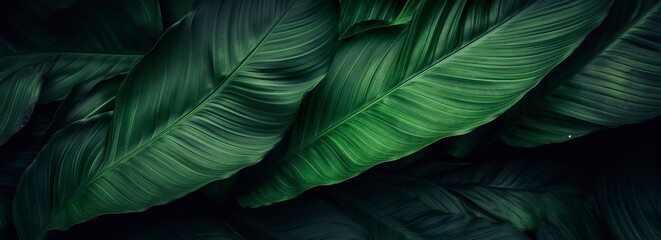 Abstract green leaf texture with nature background, tropical leaf. ]