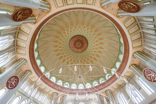 Istanbul, Turkey - 23 April 2023: View of Taksim mosque inside in Istanbul downtown.