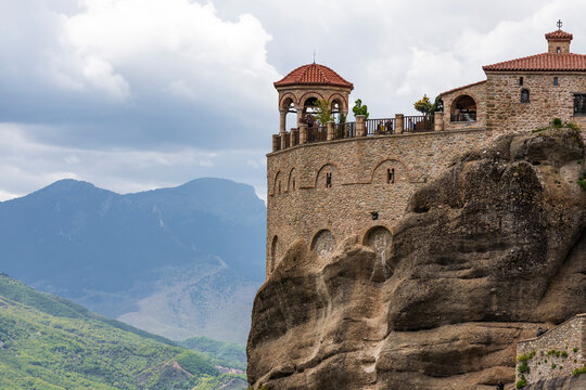 View of the Monastery of Varlaam, .Meteora, Trikala, Thessaly, Greece.