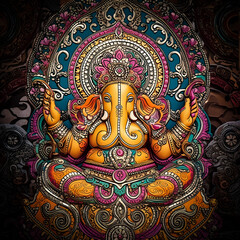 Fototapeta premium Divine Creation: AI-Generated Exquisite Ganesh Sculpture
