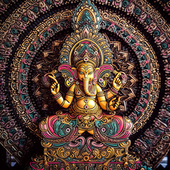 Obraz premium Divine Creation: AI-Generated Exquisite Ganesh Sculpture