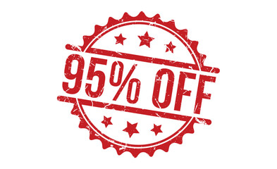 95% Off stamp red rubber stamp on white background. 95% Off stamp sign. 95% Off stamp.